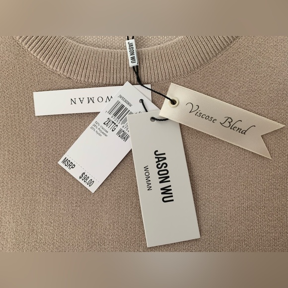 NWT Jason Wu Sweater: Beige w/White Horses, Crewneck, Long Sleeves, Viscose 2X - Picture 8 of 13